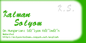 kalman solyom business card