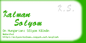 kalman solyom business card